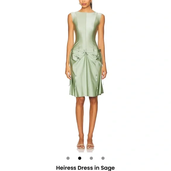 BUCI HEIRESS DRESS IN SAGE - Picture 2 of 4